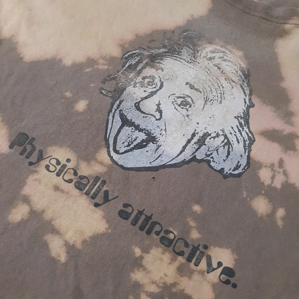 Vintage 2000s Albert Einstein Physically Attractive Science Bleach Tiedye XXL - Picture 2 of 5